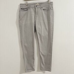 EILEEN FISHER Ankle-Length Tapered Leg Jeans Size 12 Washed Light Gray Mid-Rise